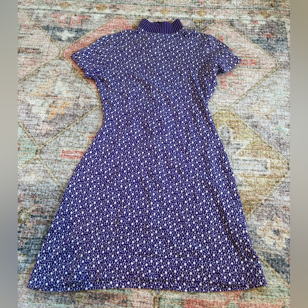 Vintage Multicolored A-Line Midi Dress with Mock Neck